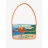 Staud Womens Sunset Spritz Tommy Beaded Shoulder Bag In Multi