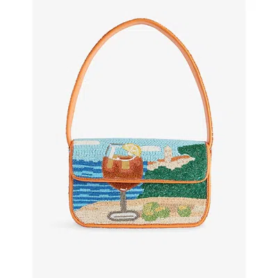 Staud Womens Sunset Spritz Tommy Beaded Shoulder Bag