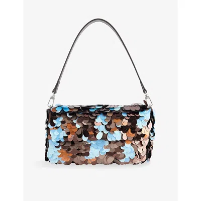 Staud Womens Timmy Sequinned Shoulder Bag Nightspark