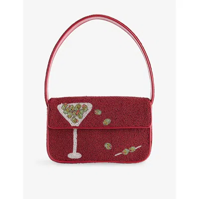 Staud Womens Tommy Beaded Shoulder Bag Extra Dirty