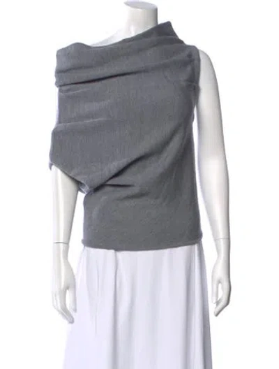 Pre-owned Staud Wool Asymmetrical Top In Gray