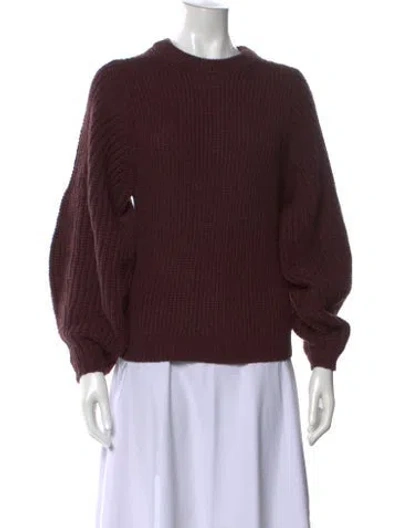 Pre-owned Staud Wool Crew Neck Sweater In Burgundy