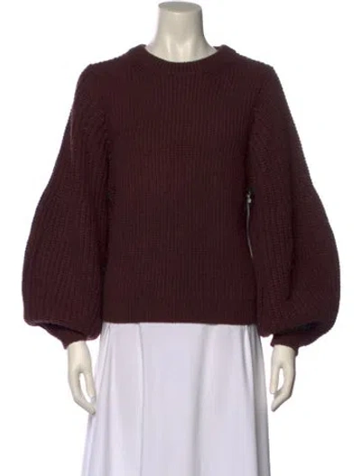 Pre-owned Staud Wool Crew Neck Sweater In Burgundy
