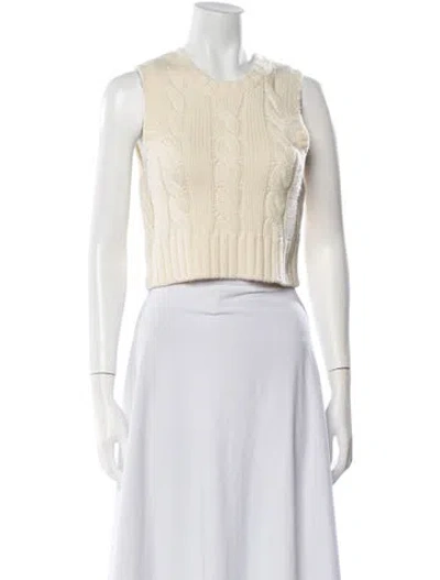 Pre-owned Staud Wool Crew Neck Sweater In Neutral