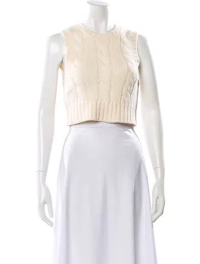 Pre-owned Staud Wool Crew Neck Sweater In White