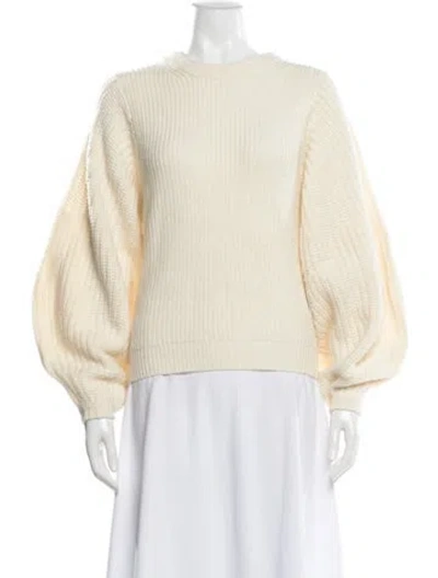 Pre-owned Staud Wool Crew Neck Sweater In White