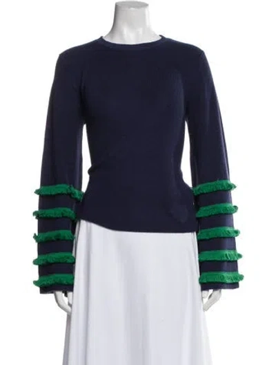 Pre-owned Staud Wool Crew Neck Top In Blue