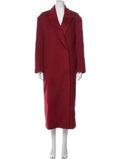 Pre-owned Staud Wool Faux Fur Coat In Red