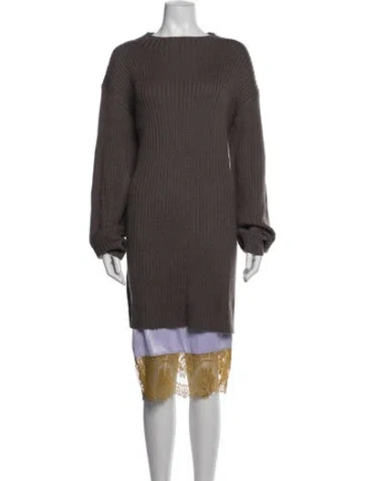 Pre-owned Staud Wool Knee-length Dress W/ Tags In Brown