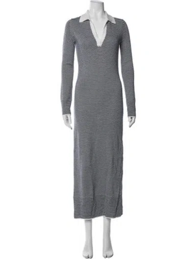 Pre-owned Staud Wool Long Dress In Blue/white