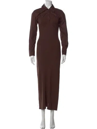 Pre-owned Staud Wool Long Dress In Brown