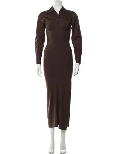 Pre-owned Staud Wool Long Dress In Brown