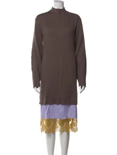 Pre-owned Staud Wool Long Dress In Brown