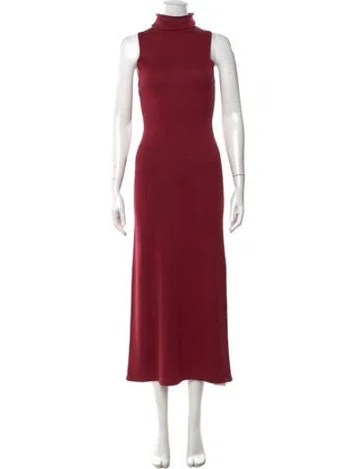 Pre-owned Staud Wool Long Dress In Burgundy