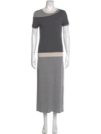 Pre-owned Staud Wool Long Dress In Gray