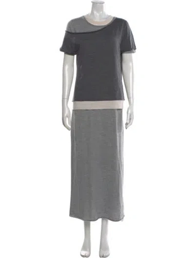 Pre-owned Staud Wool Long Dress In Gray