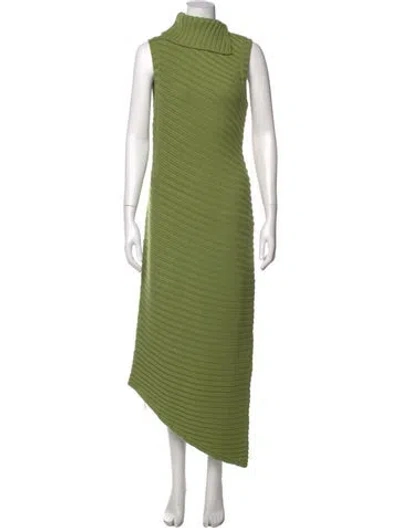 Pre-owned Staud Wool Long Dress In Green