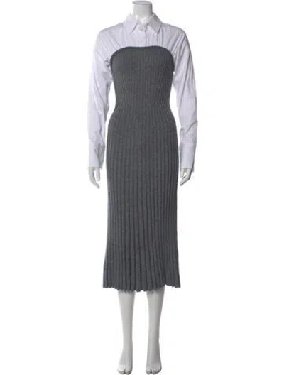 Pre-owned Staud Wool Long Dress In Grey