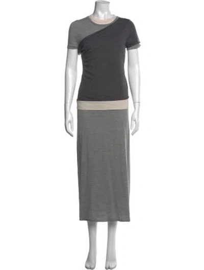 Pre-owned Staud Wool Long Dress In Grey