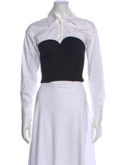 Pre-owned Staud Wool Long Sleeve Button-up Top In Black