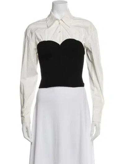 Pre-owned Staud Wool Long Sleeve Button-up Top In Neutrals