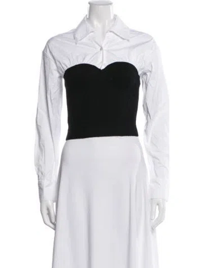 Pre-owned Staud Wool Long Sleeve Button-up Top In White