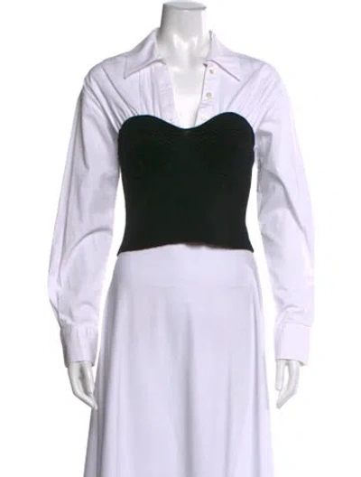 Pre-owned Staud Wool Long Sleeve Button-up Top In White