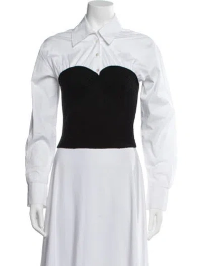 Pre-owned Staud Wool Long Sleeve Button-up Top In White