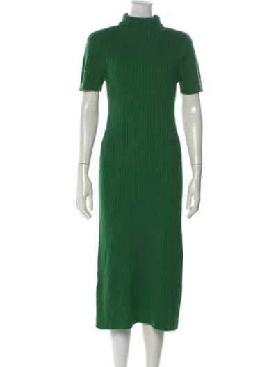 Pre-owned Staud Wool Midi Length Dress In Green
