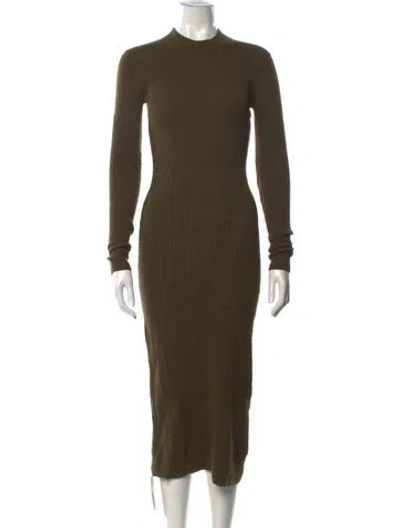 Pre-owned Staud Wool Midi Length Dress In Green