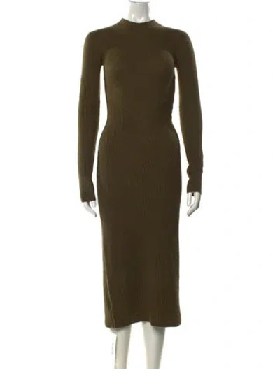 Pre-owned Staud Wool Midi Length Dress In Green