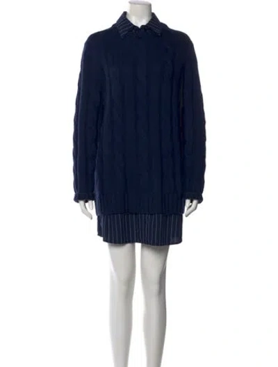 Pre-owned Staud Wool Mini Dress In Blue
