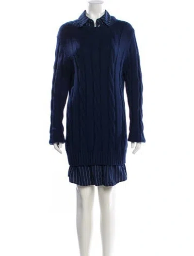 Pre-owned Staud Wool Mini Dress In Blue