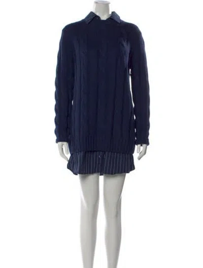 Pre-owned Staud Wool Mini Dress In Blue