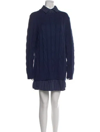Pre-owned Staud Wool Mini Dress In Blue