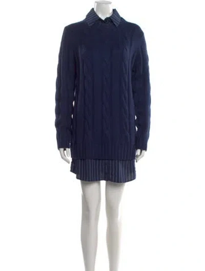 Pre-owned Staud Wool Mini Dress In Blue