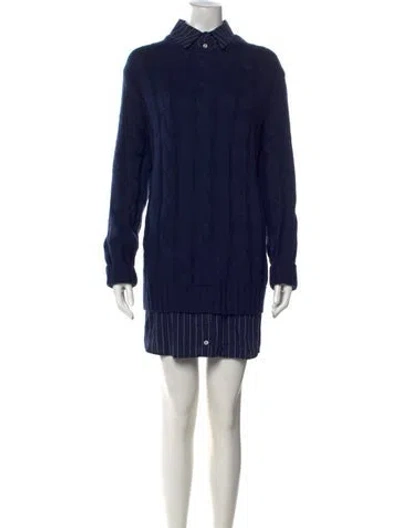 Pre-owned Staud Wool Mini Dress In Blue