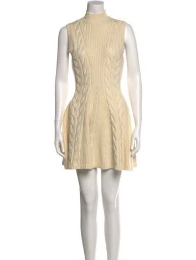 Pre-owned Staud Wool Mini Dress In Neutral