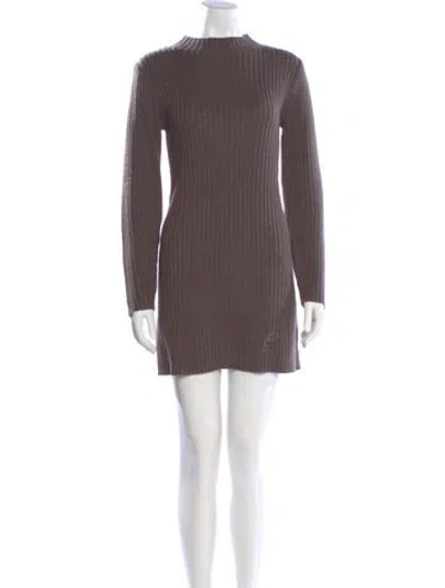 Pre-owned Staud Wool Mini Dress In Neutral