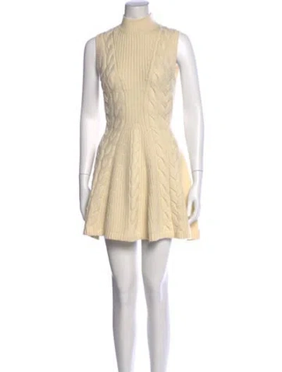 Pre-owned Staud Wool Mini Dress In Neutral