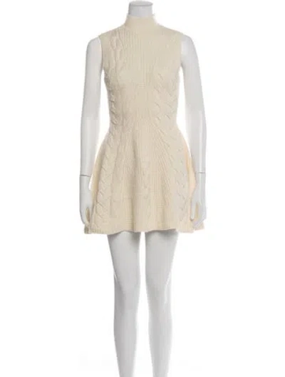 Pre-owned Staud Wool Mini Dress In Neutrals