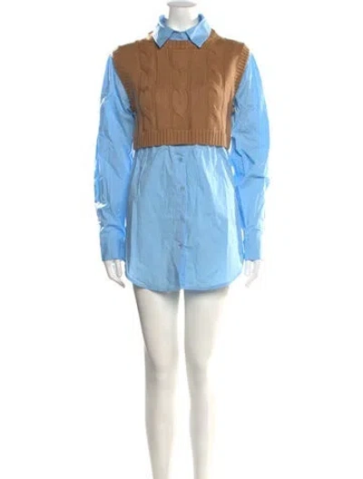 Pre-owned Staud Wool Mini Dress W/ Tags In Blue