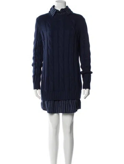Pre-owned Staud Wool Mock Neck Sweater In Blue