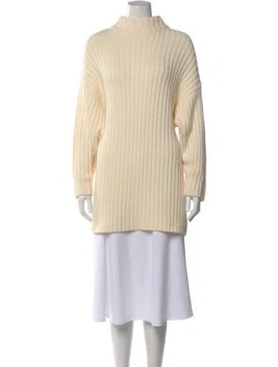 Pre-owned Staud Wool Mock Neck Sweater In Neutral