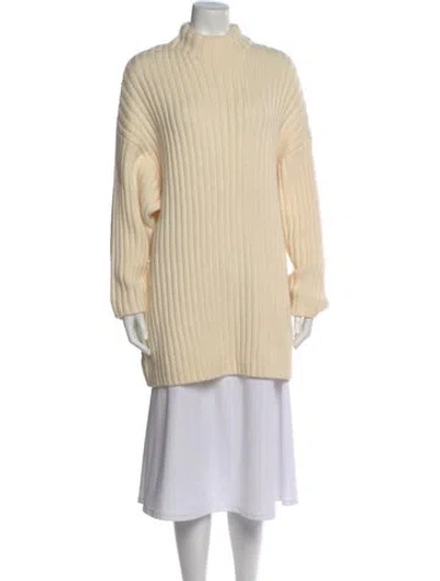 Pre-owned Staud Wool Mock Neck Sweater In Neutral