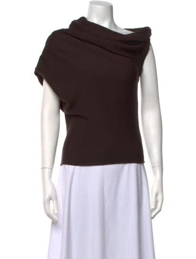 Pre-owned Staud Wool Off-the-shoulder Sweater In Brown