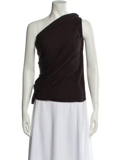 Pre-owned Staud Wool One-shoulder Top In Brown