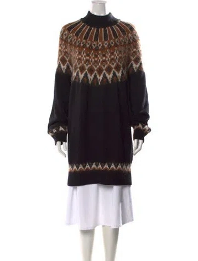 Pre-owned Staud Wool Patterned Sweater In Black