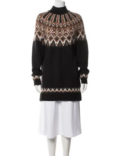 Pre-owned Staud Wool Patterned Sweater In Black