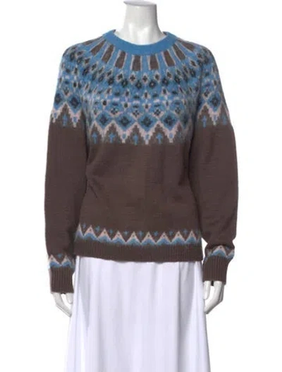 Pre-owned Staud Wool Patterned Sweater In Brown